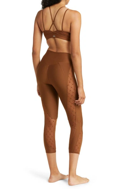 ALO Yoga, Pants & Jumpsuits, Alo Yoga Airlift Mesh High Waist Cinnamon  Brown Celeste Capri Leggings Pants M