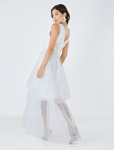 Shop Bcbgmaxazria Ada Applique Tulle Gown In Off White