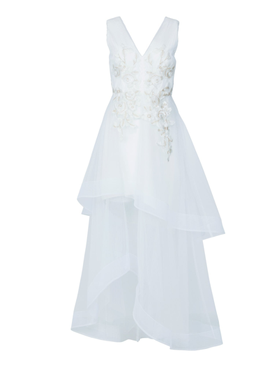 Shop Bcbgmaxazria Ada Applique Tulle Gown In Off White