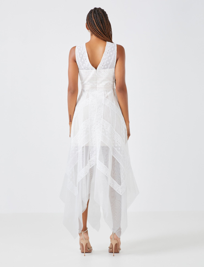 Shop Bcbgmaxazria Andi Handkerchief Dress In Off White