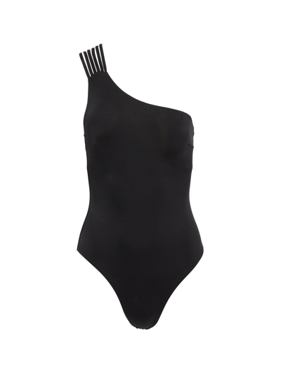 Shop Bcbgmaxazria Ava One-shoulder One-piece Swimsuit In Black
