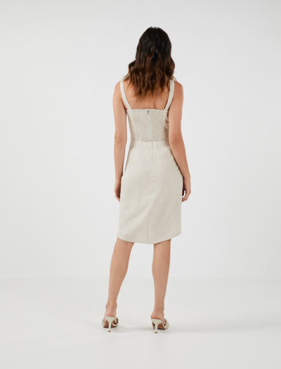 Shop Bcbgmaxazria Benji High-waist Pinstripe Linen Skirt In Tan Stripe