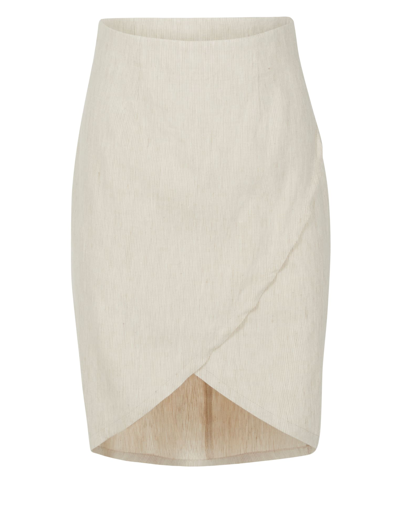 Shop Bcbgmaxazria Benji High-waist Pinstripe Linen Skirt In Tan Stripe