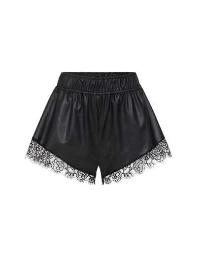 Shop Bcbgmaxazria Chiara Lace Trim Shorts In Black Beauty