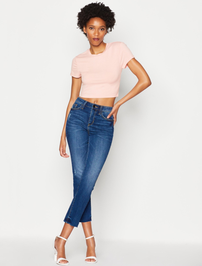 Shop Bcbgeneration Cropped Baby Tee In Rose Smoke