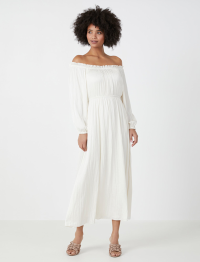 Shop Bcbgmaxazria Emmalyn Off-the-shoulder Maxi Dress In Gardenia