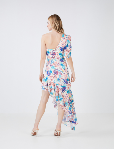 Shop Bcbgmaxazria Fleur Asymmetrical Dress In Gardenia Combo