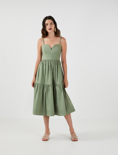 Bcbgmaxazria Hallyn Tiered Midi Dress In Green ModeSens