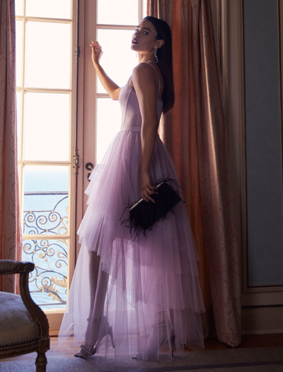 Katherine Tulle Evening Gown In Fair Orchid