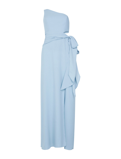 Shop Bcbgmaxazria Rosen One Shoulder Evening Dress In Dusty Blue