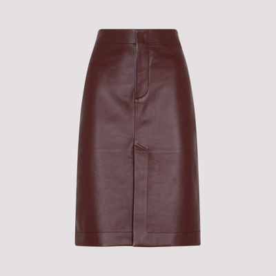 Shop Bottega Veneta Soft Leather Skirt In Jam