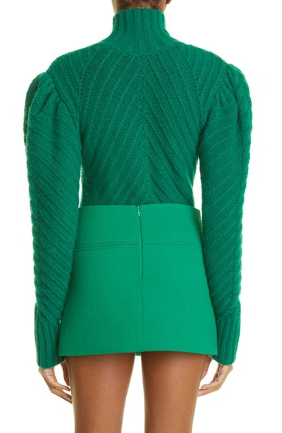 Zimmermann Celestial Cable Stitch Turtleneck Cashmere Blend Sweater In Forest