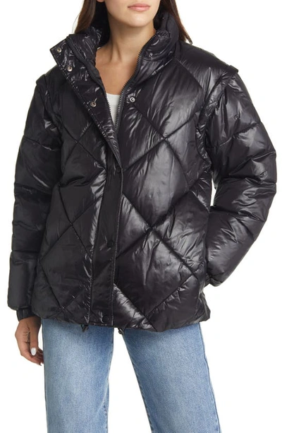 Shop Topshop Convertible Puffer Jacket In Black