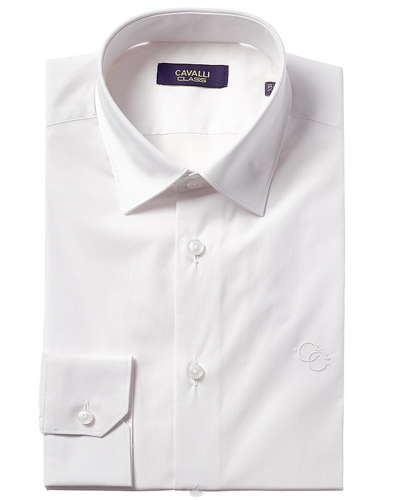 Cavalli Class Slim Fit Textured Dress Shirt In Silver