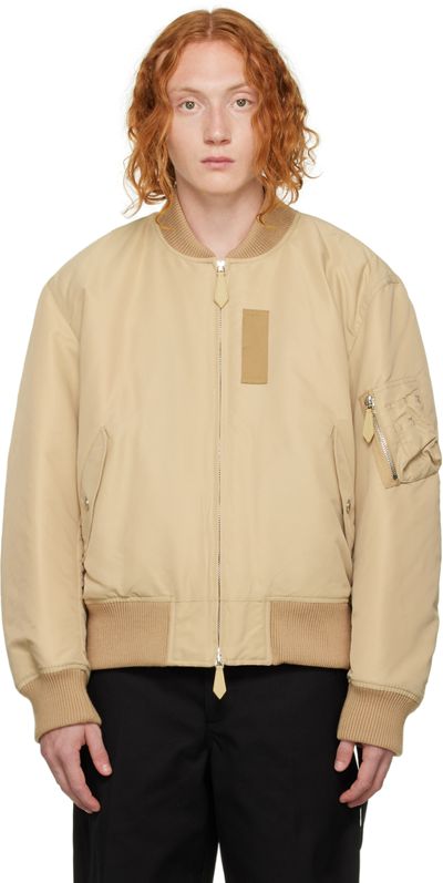 Shop Burberry Beige Insulated Bomber Jacket In Soft Fawn