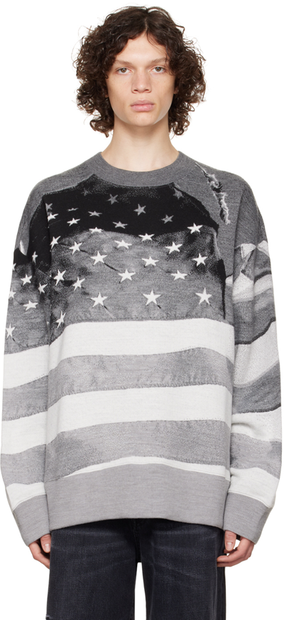 Shop Palm Angels Gray Flag Sweatshirt In Black