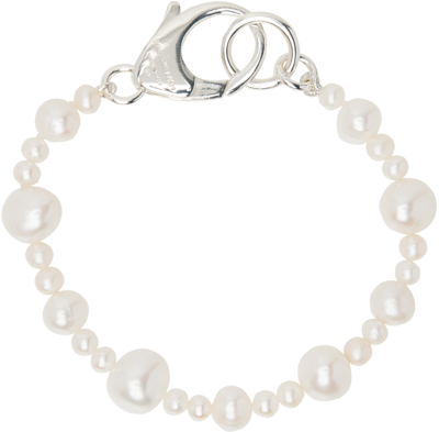 Shop Hatton Labs White Xl Pearl Bracelet In Silver