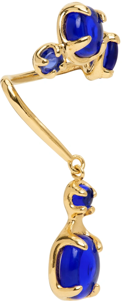 Shop Alan Crocetti Ssense Exclusive Gold & Blue Drip Left Ear Cuff In Gold Vermeil