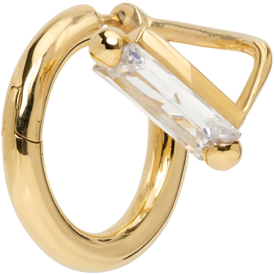 Shop Alan Crocetti Gold Clear Hybrid Hoop Earring In Gold Vermeil