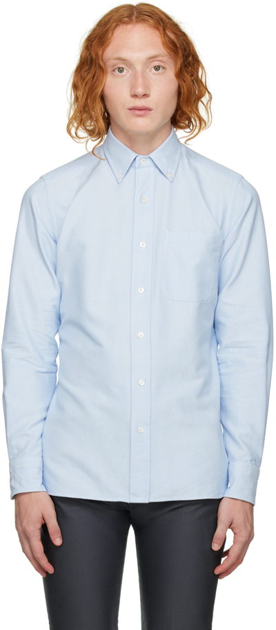 Shop Tom Ford Blue Cotton Shirt In Qft092 Light Blue