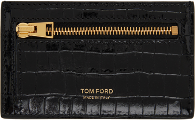 Shop Tom Ford Black Croc-embossed Card Holder In U9000 Black