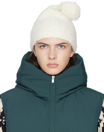 Jil Sander Pompom-detail Knitted Beanie In 106 Egg Shell
