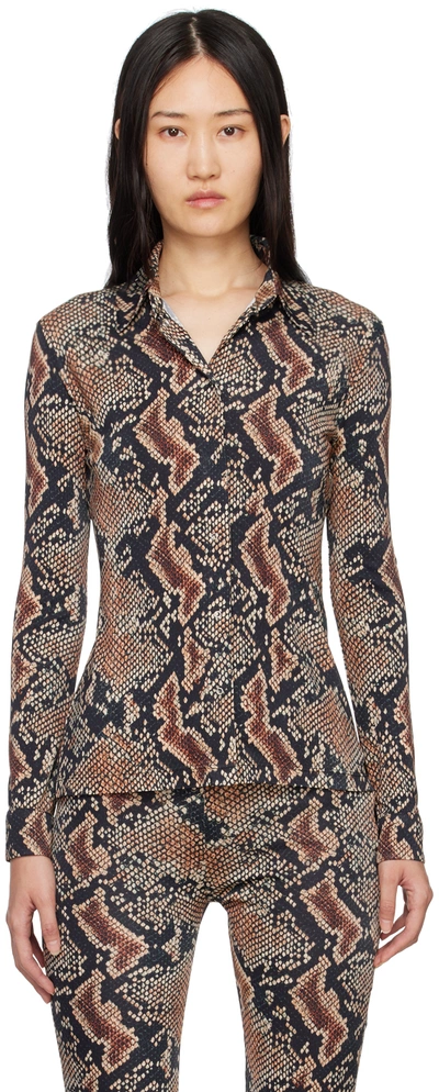 Atlein Black Snake Print Shirt In C0924 Snake Print Na