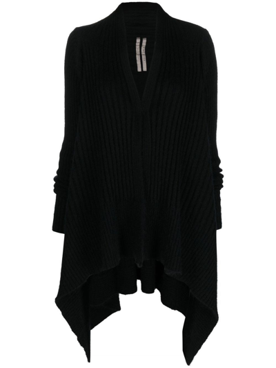 Shop Rick Owens Asymmetrical Cardigan In Black