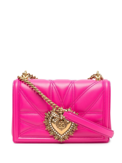 Shop Dolce & Gabbana Medium Devotion Shoulder Bag In Pink & Purple