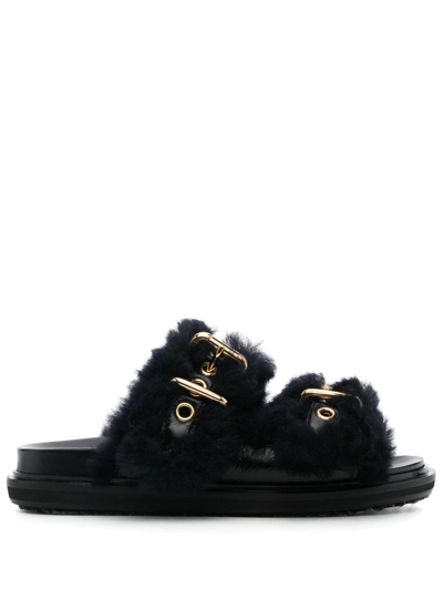 Shop Marni Fussbett Slides Sandals In Black