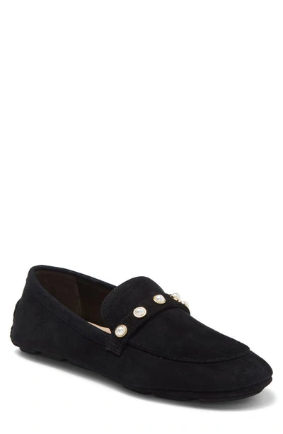 Shop Stuart Weitzman Allpearls Faux Pearl Studded Driving Loafer In Black