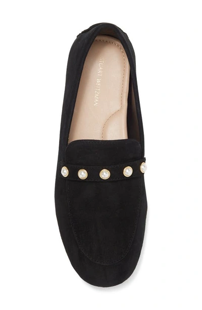 Shop Stuart Weitzman Allpearls Faux Pearl Studded Driving Loafer In Black