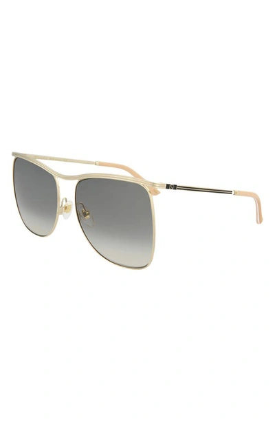 Shop Gucci 63mm Browline Novelty Sunglasses In Gold Gold Grey