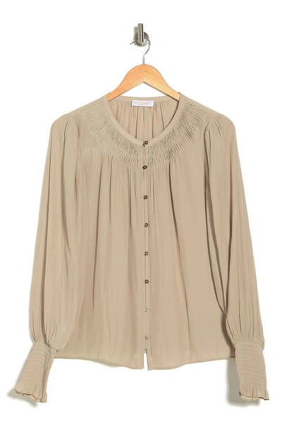 Shop Ramy Brook Isla Button-down Blouse In Flax