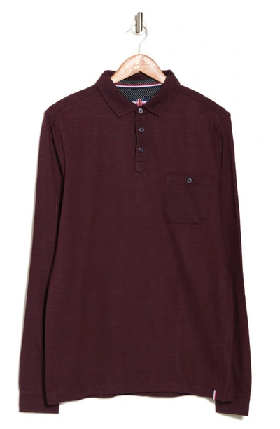 Shop Soul Of London Long Sleeve Polo In Burgundy