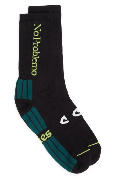 Shop Aries No Problemo Cotton Blend Crew Socks In Blk Black