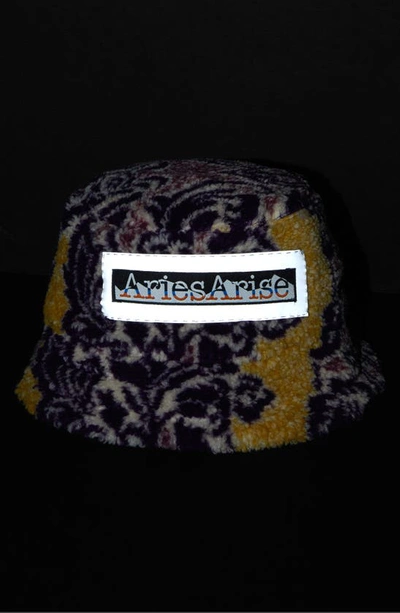 Shop Aries Fleur Fleece Bucket Hat In Mb Multi/ Black