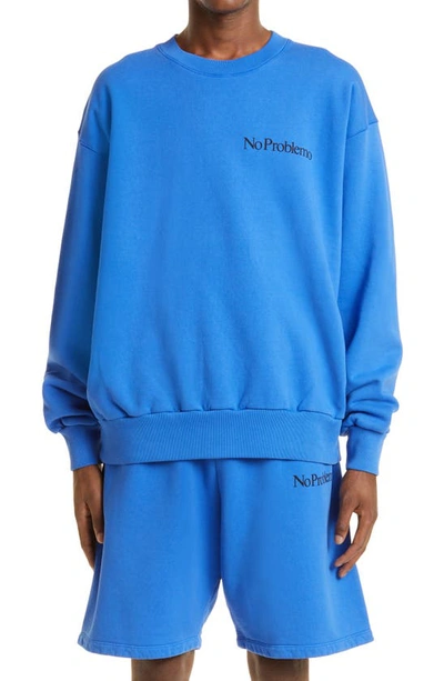 Shop Aries Oversize Mini No Probelmo Logo Graphic Sweatshirt In Blu Blue