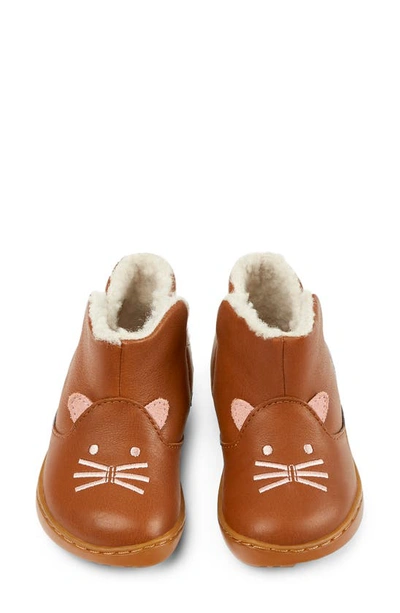 Shop Camper Kids' Cat Boot With Faux Shearling Lining In Medium Brown