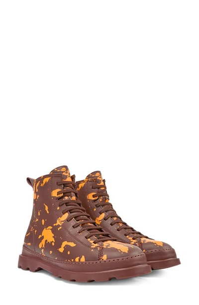 Shop Camper Brutus Combat Boot In Brown/ Yellow