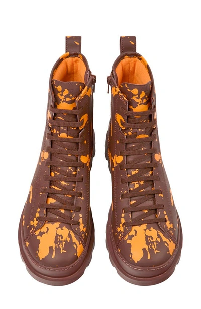 Camper Brutus Combat Boot In Brown/ Yellow