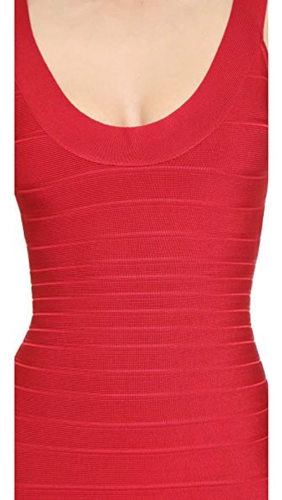 Shop Herve Leger Signature Essentials Scoop Neck Dress In Lipstick