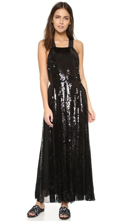 tibi sequin dress Tibi Eclair Sequin Overall Dress In Black