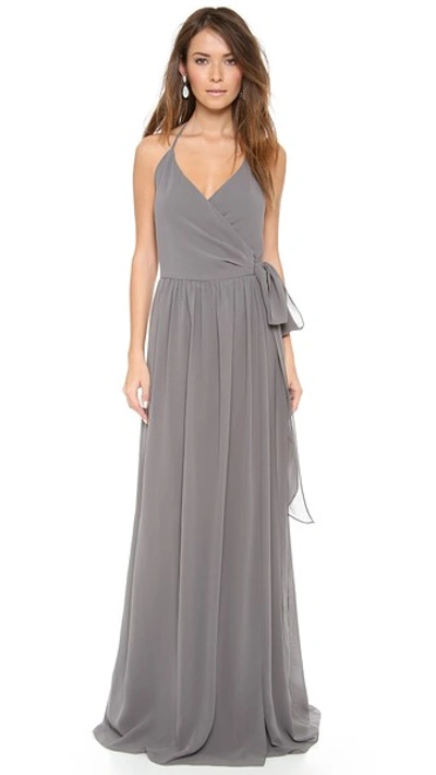 Joanna August Dc Halter Wrap Dress In Smoke On The Water