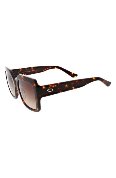 Shop Oscar De La Renta 53mm Extreme Square Large Glam Sunglasses In Tort