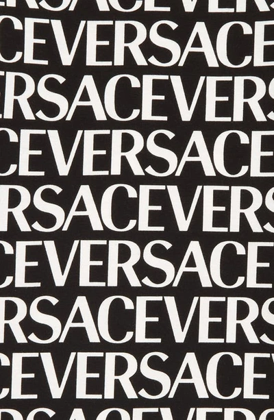 Shop Versace Kids' Allover Logo Print Long Sleeve T-shirt Dress In Nero Bianco