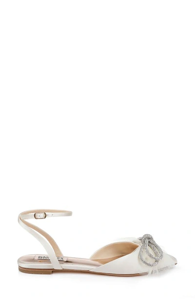 Shop Badgley Mischka Sabina Bow Flat In Ivory