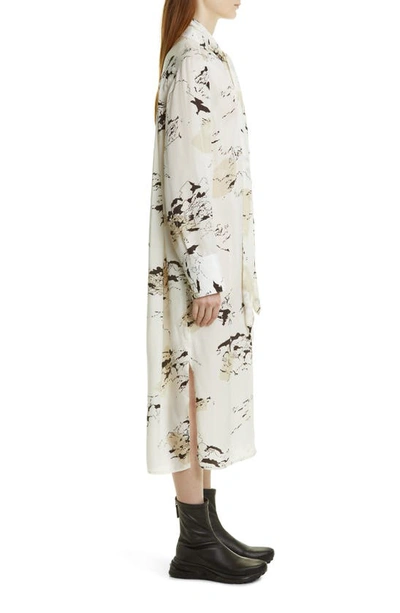 Shop Maria Mcmanus Rainforest Print Long Sleeve Scarf Neck Midi Shirtdress