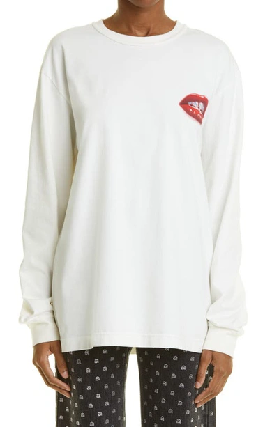 Shop Alexander Wang Logo Grill Oversize Graphic Sweatshirt In Snow White