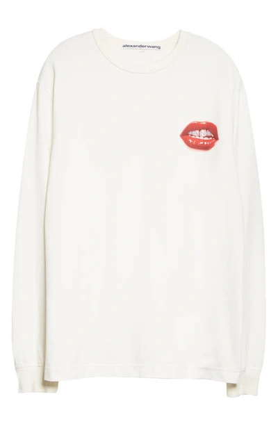 Shop Alexander Wang Logo Grill Oversize Graphic Sweatshirt In Snow White
